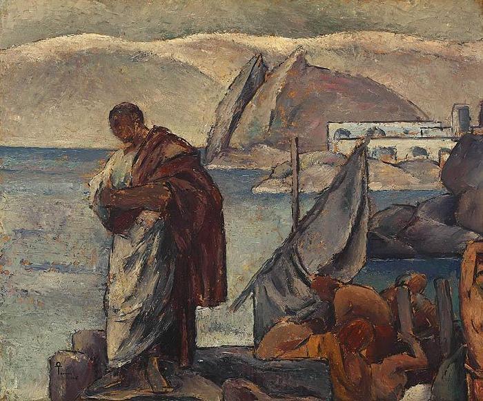 Ion Theodorescu Sion Ovidiu in exil Spain oil painting art